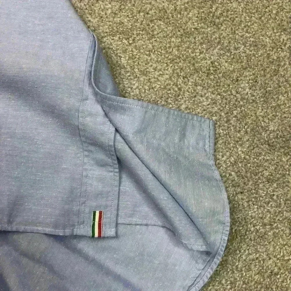 Tintoria Mattei 954 Men Shirt Blue Color Long Sleeves Pleated Panel Sz 40/15-3/4 - Picture 13 of 14